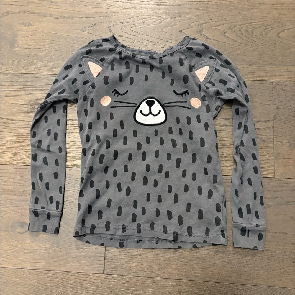 Carters gray kitty pyjama long sleeve top sz 6 EUC